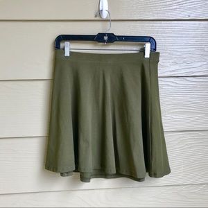 Olive Green A-Line Skater Skirt Forever 21